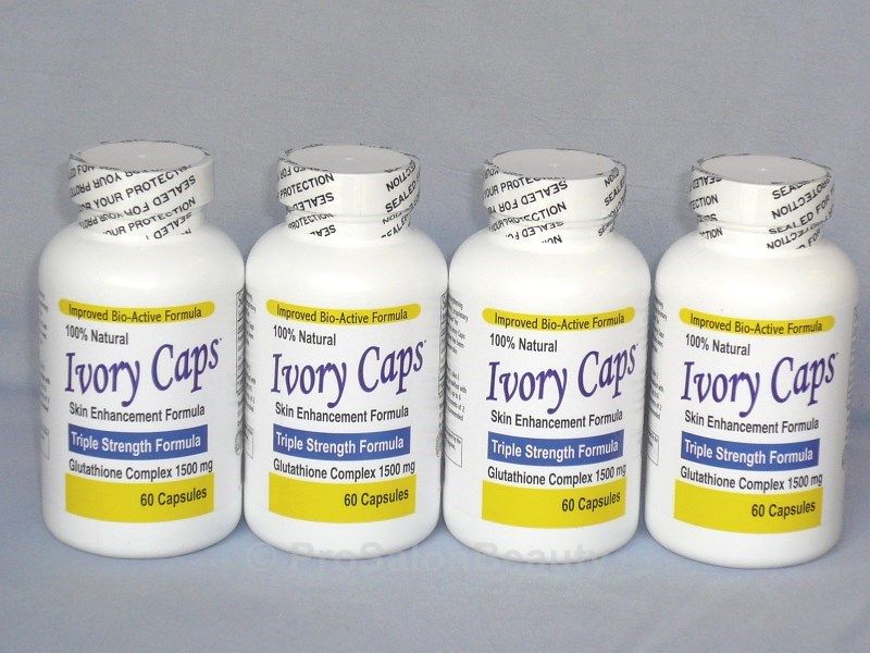Ivory Caps Pills Glutathione Skin Whitening 1500 MG Thistle 4 Bottles 
