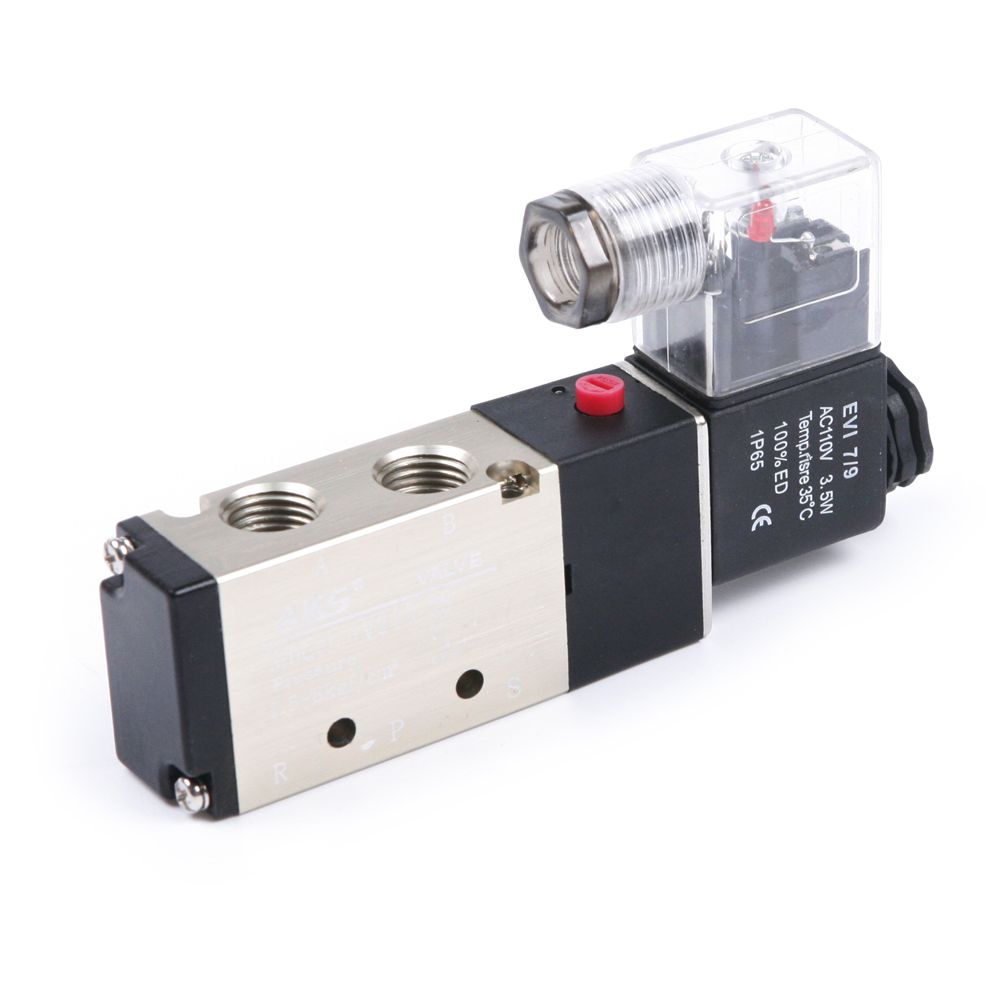 1/4" Pneumatic 4 Way 2 Position Electric Solenoid Air Valve Single Coil