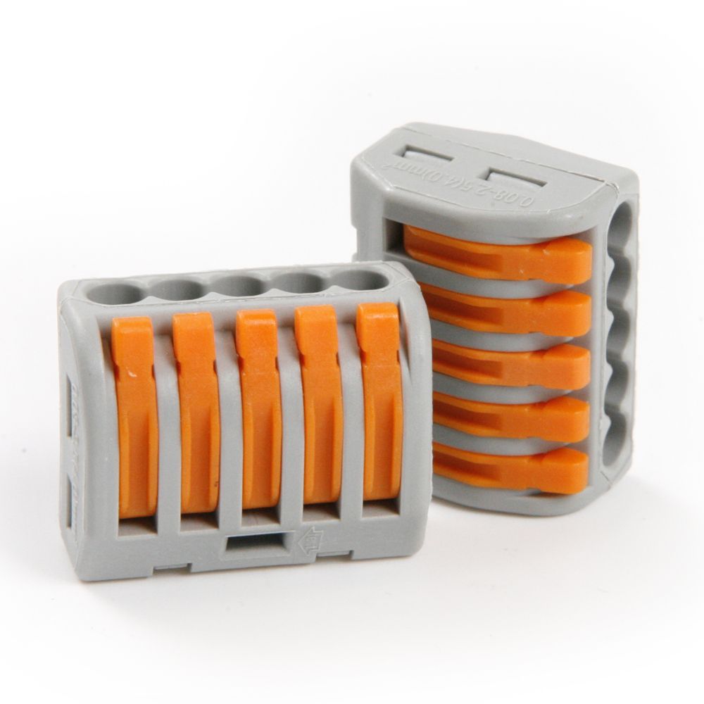 2pcs Wire Spring Connector 32A Cable Terminal Block 5 Pin Push Clamp