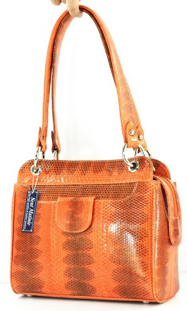 orange snakeskin purse