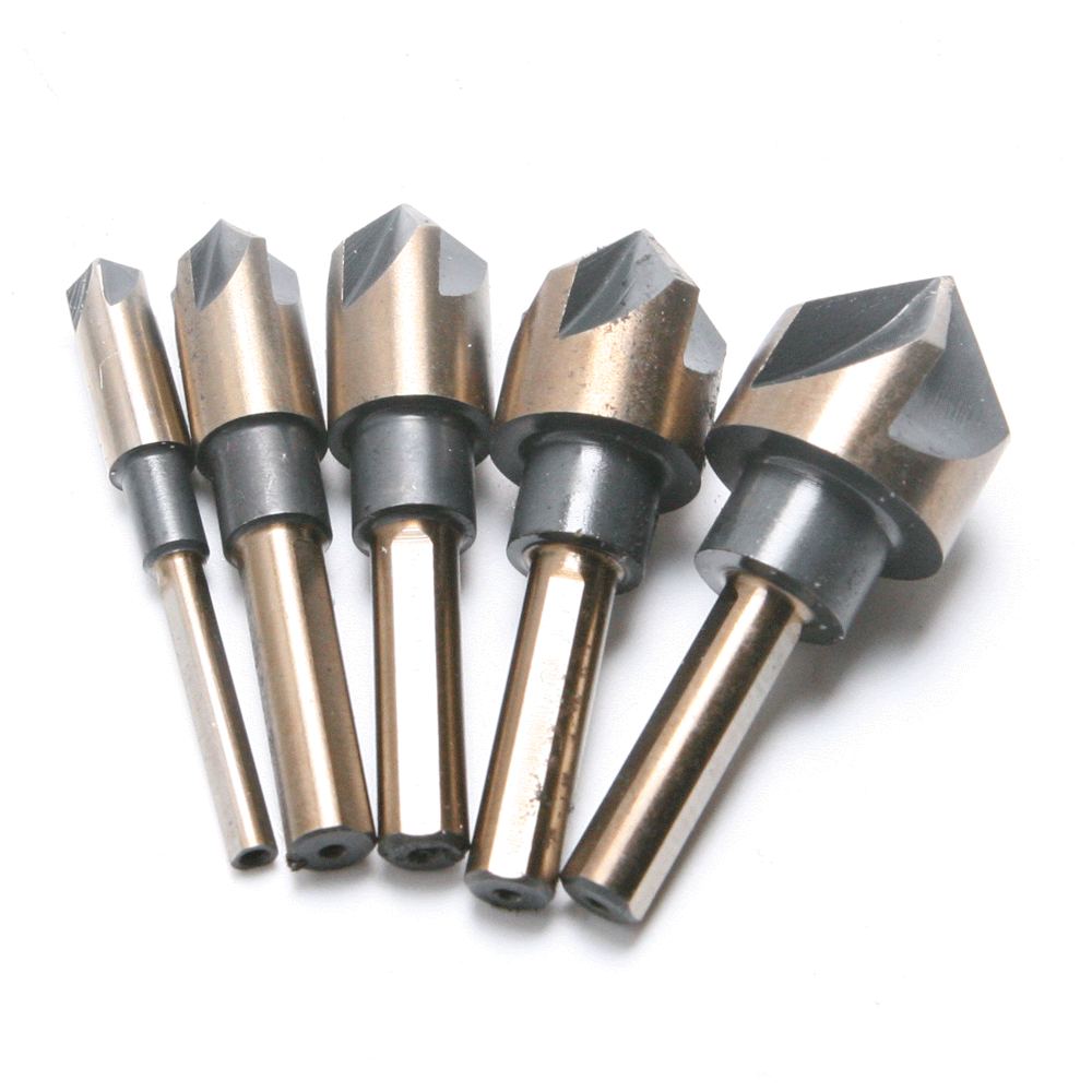 5PCS TriFlat Shank Countersink Drill Bit Set HSS 5 Flute Taper Cutter