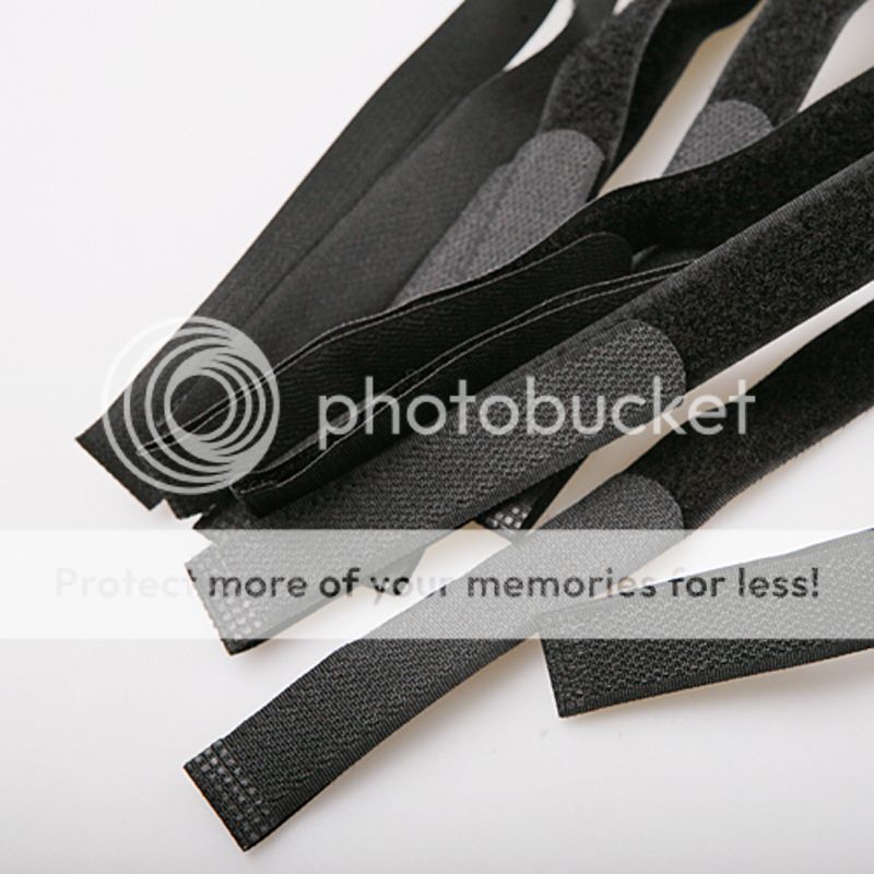 20X 2 45cm Black Velcro Fastener Cable TIE Down Straps Reusable Cord ...