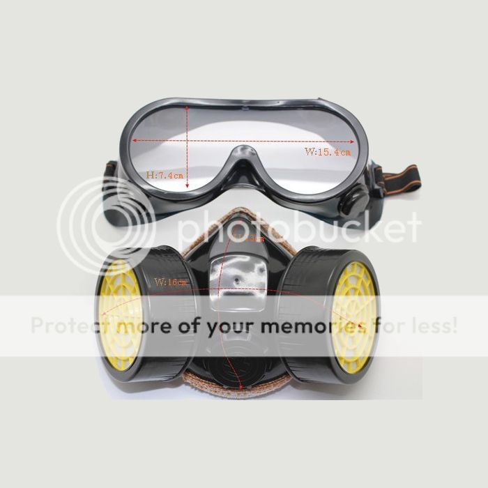 Dual Gas Cartridge Chemical Gas Anti Dust Paint Respirator Mask Glasses Goggle